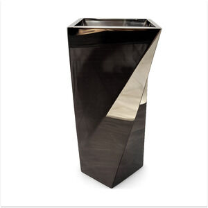 Fink GIRO Modern Geometric Edelstahl Metal Vase Silver Tone Angular Home Decor